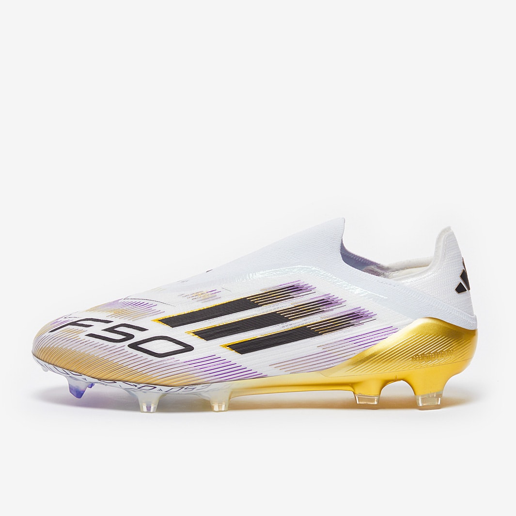 adidas F50 Elite Laceless Firm Ground - White/Core Black/Met Gold - Adult Boots