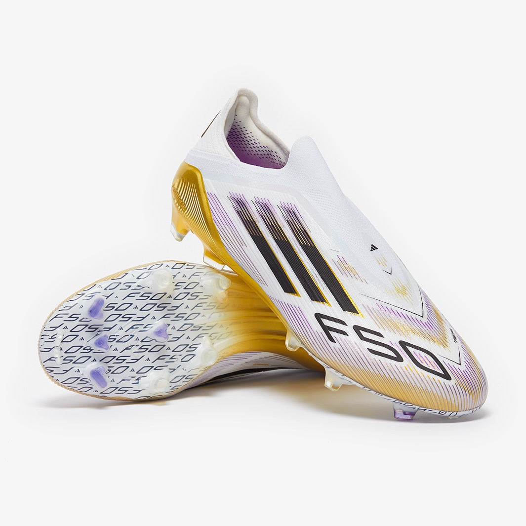 adidas F50 Elite Laceless Firm Ground - White/Core Black/Met Gold - Adult Boots